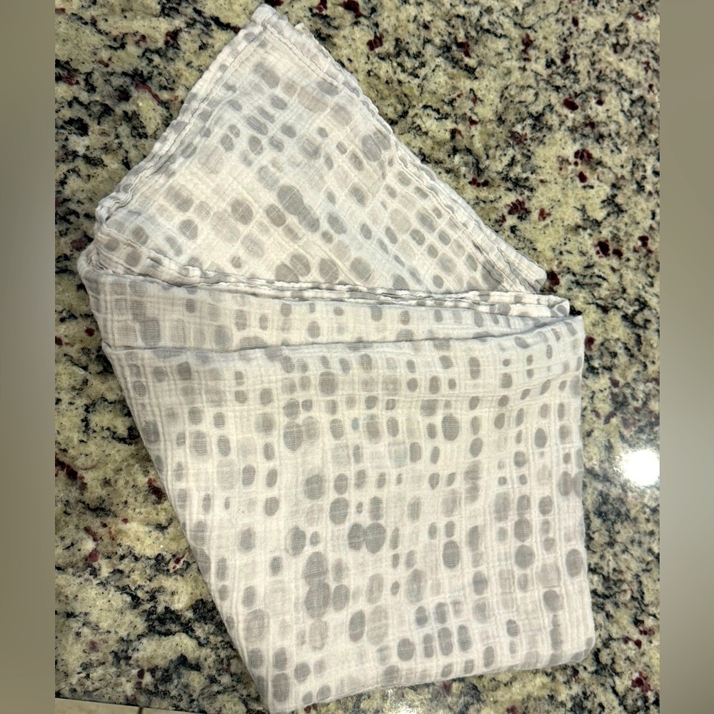 Pottery Barn Kids white and grey swaddle blanket 47” x 47”